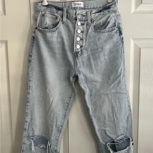 Pistols ripped straight leg blue jeans